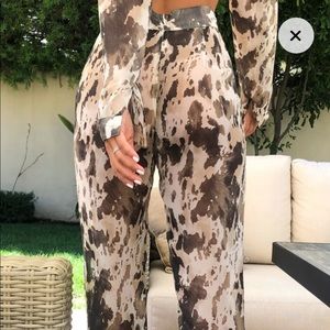 PrettyLittleThing Brown Cow Beach Flares